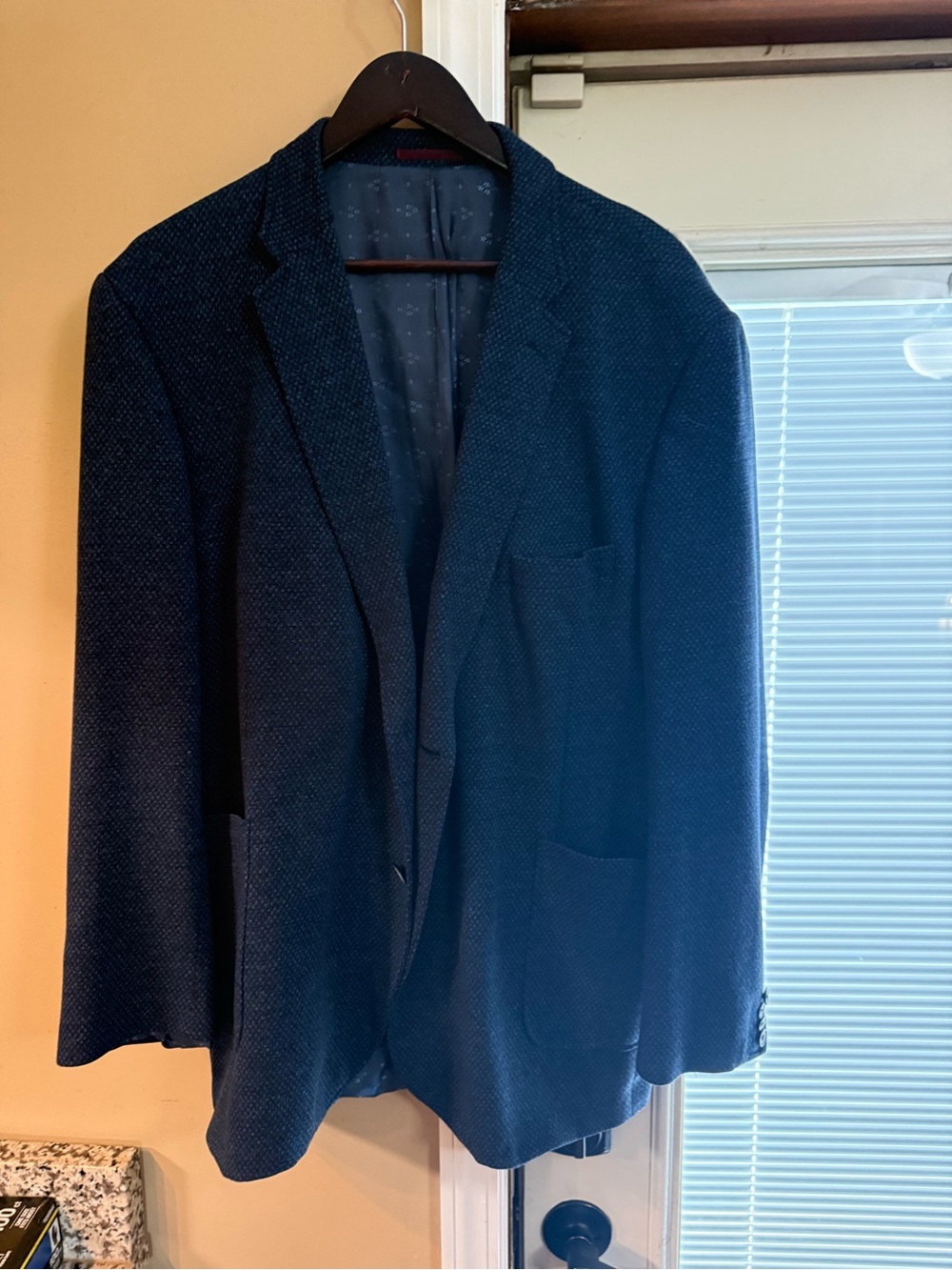 Johnston and Murphy Men's Textured Navy Blazer - Classic Tailored Look-size xxl
